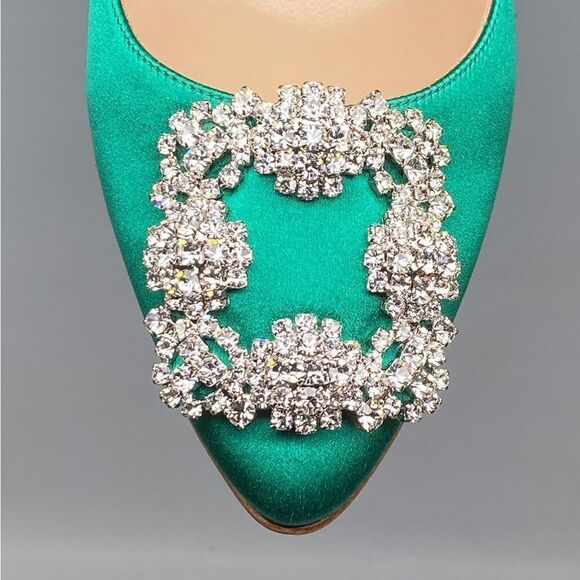 Manolo Blahnik Hangisi 70MM Embellished Satin Pumps size 36.5 - Picture 9 of 14